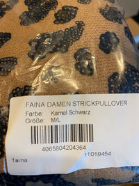 B-WARE FAINA DAMEN STRICKPULLOVER Gr. M/L Farbe Kamel Schwarz