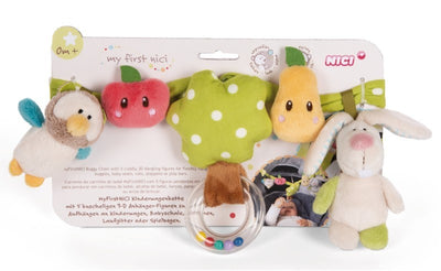 Nici 48512 Kinderwagenkette Hase und Eule 40cm mit 5 Figuren – My First NICI