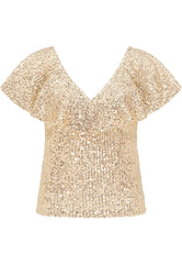 B-WARE FAINA DAMEN TOP Gr. M Farbe Gold