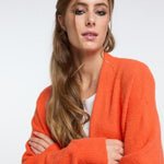 B-WARE IZIA DAMEN OFFENER STRICK CARDIGAN GR.M/L FARBE ORANGE