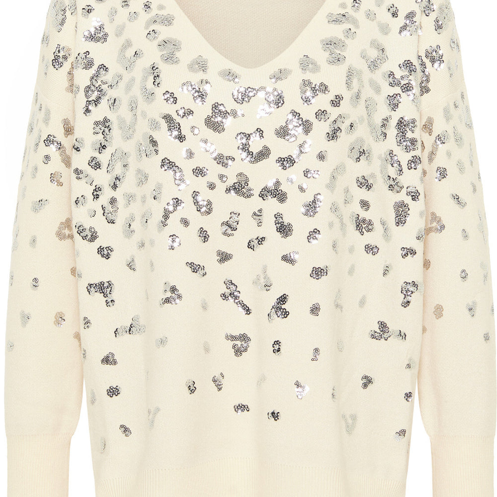 B-WARE FAINA DAMEN STRICKPULLOVER Gr. M/L Farbe Wollweiss Silber