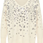 B-WARE FAINA DAMEN STRICKPULLOVER Gr. M/L Farbe Wollweiss Silber