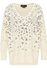 B-WARE FAINA DAMEN STRICKPULLOVER Gr. M/L Farbe Wollweiss Silber