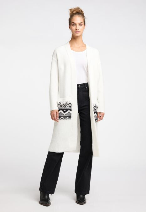 B-WARE IZIA DAMEN OFFENER STRICK CARDIGAN Gr.XS/S FARBE WOLLWEISS