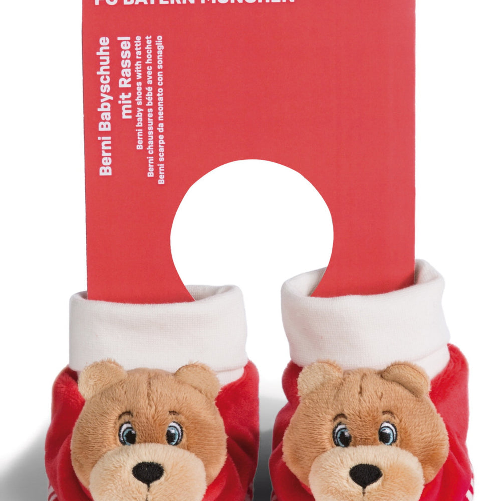 NICI Babyschuhe mit Rassel FC BAYERN Bär Berni 49083 - NICI Rasselschuhe 11cm