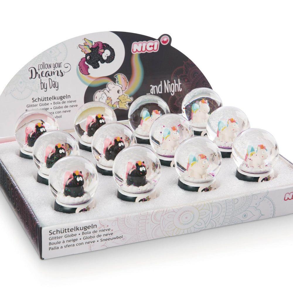 Nici 47399 Schüttelkugel Einhorn Rainbow Yin & Yang Schneekugel