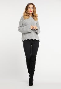 B-WARE FAINA DAMEN PULLOVER Gr. L Farbe Grau Melange
