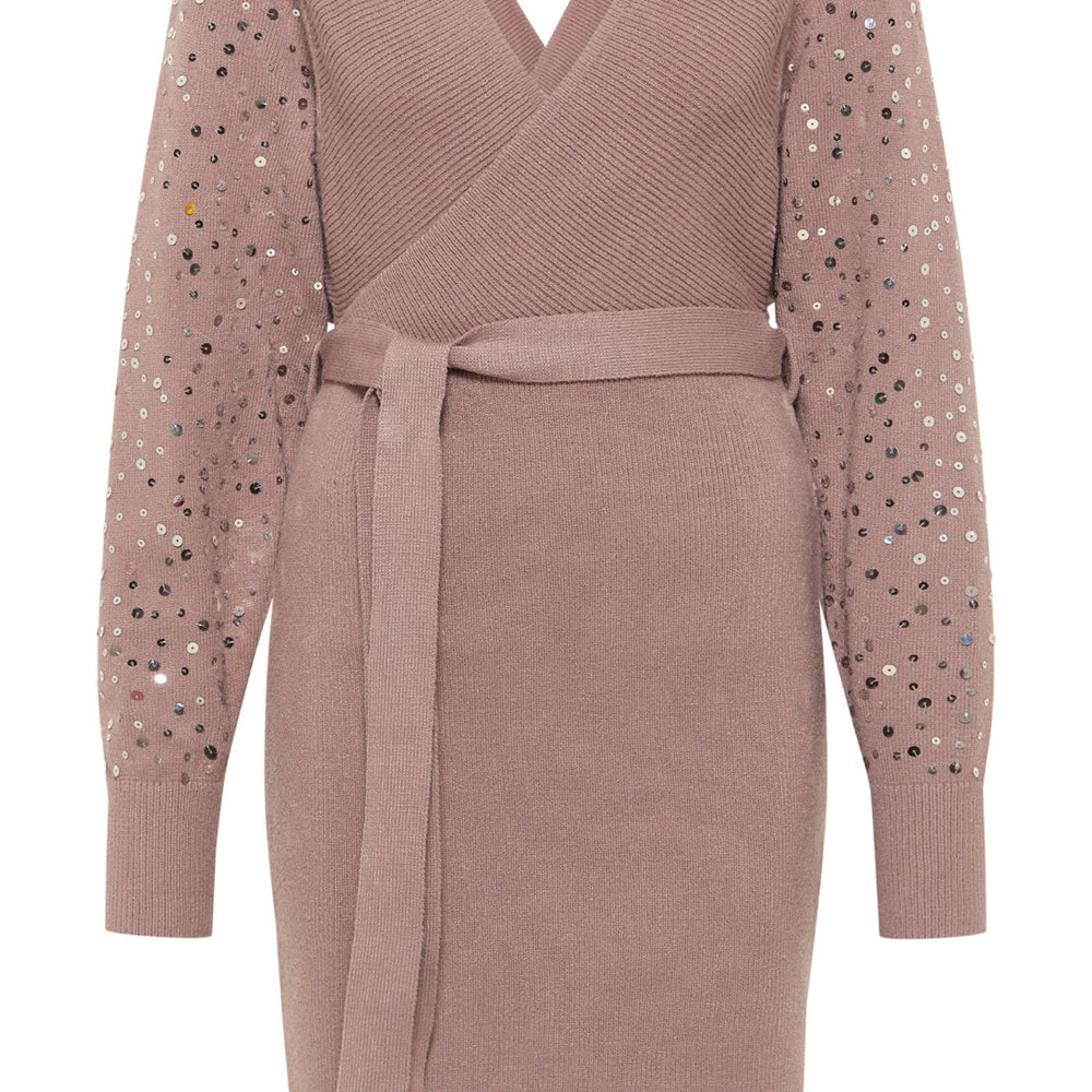 B-WARE FAINA DAMEN STRICKKLEID Gr. M/L Farbe Dunkeltaupe