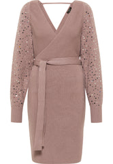 B-WARE FAINA DAMEN STRICKKLEID Gr. M/L Farbe Dunkeltaupe