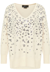 B-WARE FAINA DAMEN STRICKPULLOVER Gr. M/L Farbe Wollweiss Silber