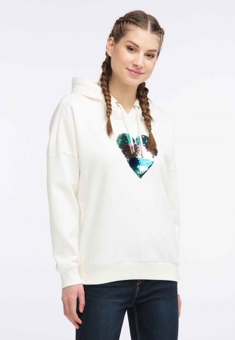 B-WARE MYMO DAMEN KAPUZENPULLOVER GR.XS FARBE WEISS