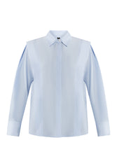 B-WARE DREIMASTER KLASSIK DAMEN BLUSE Gr. L Farbe Hellblau