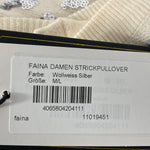 B-WARE FAINA DAMEN STRICKPULLOVER Gr. M/L Farbe Wollweiss Silber