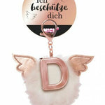 Nici 46973 Taschenanhänger Schutzbommel mit Flügeln + Pompon Metallbuchstabe D
