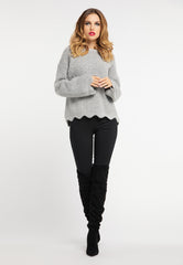 B-WARE FAINA DAMEN PULLOVER Gr. L Farbe Grau Melange