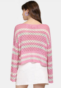 B-WARE MYMO DAMEN PULLOVER GR.M/L FARBE HELLPINK Getreift