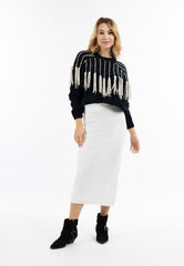 B-WARE IZIA DAMEN STRICKROCK Gr.M/L FARBE WEISS