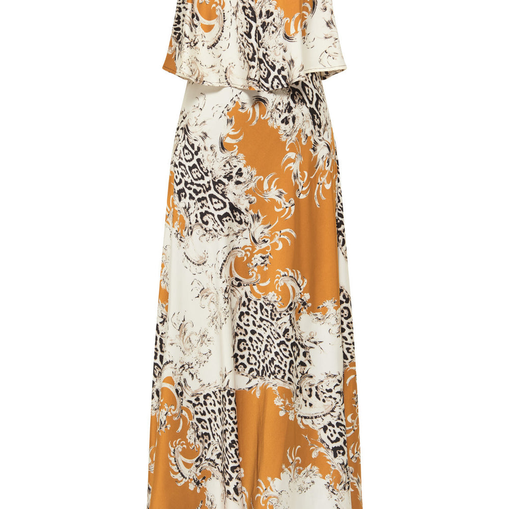 B-WARE FAINA DAMEN KLEID Gr. XL Farbe COGNAC MEHRFARBIG