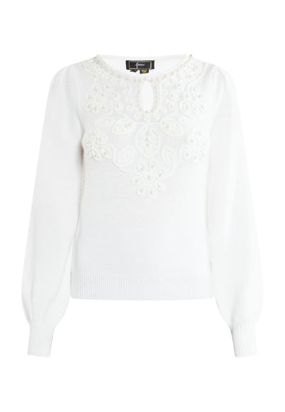 B-WARE FAINA DAMEN STRICKPULLOVER Farbe: Weiss Grösse: M/L
