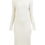 B-WARE DREIMASTER KLASSIK DAMEN STRICK Langarmkleid midi GR.XS/S FARBE HELLBEIGE