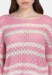 B-WARE MYMO DAMEN PULLOVER GR.M/L FARBE HELLPINK Getreift