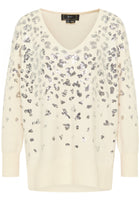 B-WARE FAINA DAMEN STRICKPULLOVER Gr. M/L Farbe Wollweiss Silber