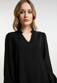 B-WARE DREIMASTER KLASSIK DAMEN LANGARMKLEID GR.L FARBE SCHWARZ
