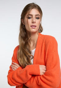 B-WARE IZIA DAMEN OFFENER STRICK CARDIGAN GR.M/L FARBE ORANGE