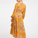 B-WARE IZIA DAMEN LANGARMKLEID GR.M FARBE ORANGE MEHRFARBIG