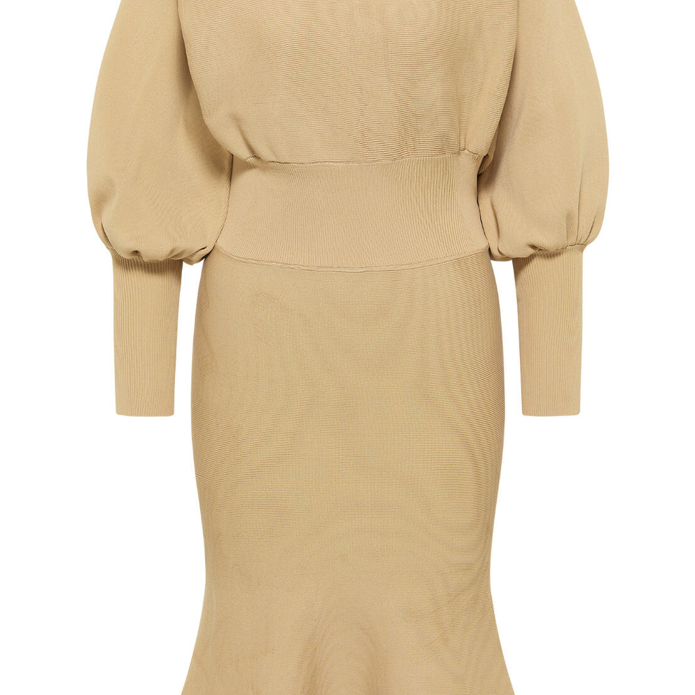 B-WARE FAINA DAMEN STRICKKLEID Gr. M/L Farbe Kamel