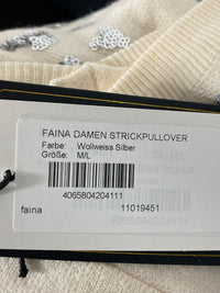 B-WARE FAINA DAMEN STRICKPULLOVER Gr. M/L Farbe Wollweiss Silber