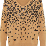 B-WARE FAINA DAMEN STRICKPULLOVER Gr. M/L Farbe Kamel Schwarz