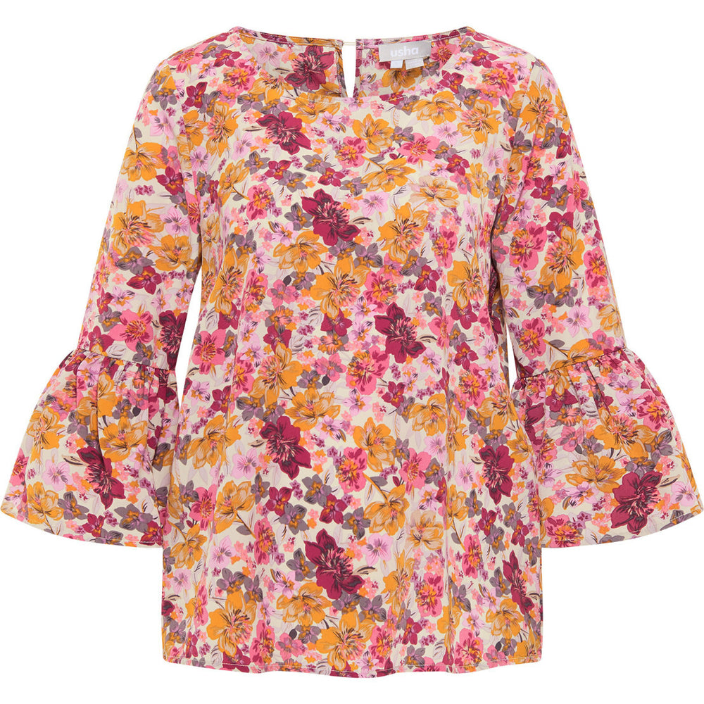 B-WARE usha Damen Bluse Gr. M Farbe WOLLWEISS MEHRFARBIG