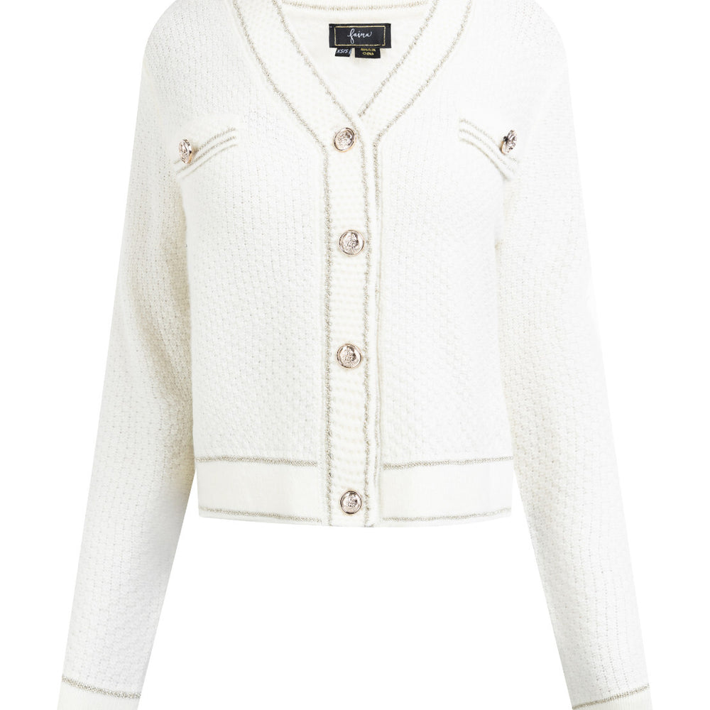 B-WARE FAINA DAMEN STRICKJACKE GR. M/L FARBE WOLLWEISS