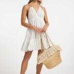 B-WARE IZIA DAMEN KLEID GR.L FARBE WEISS