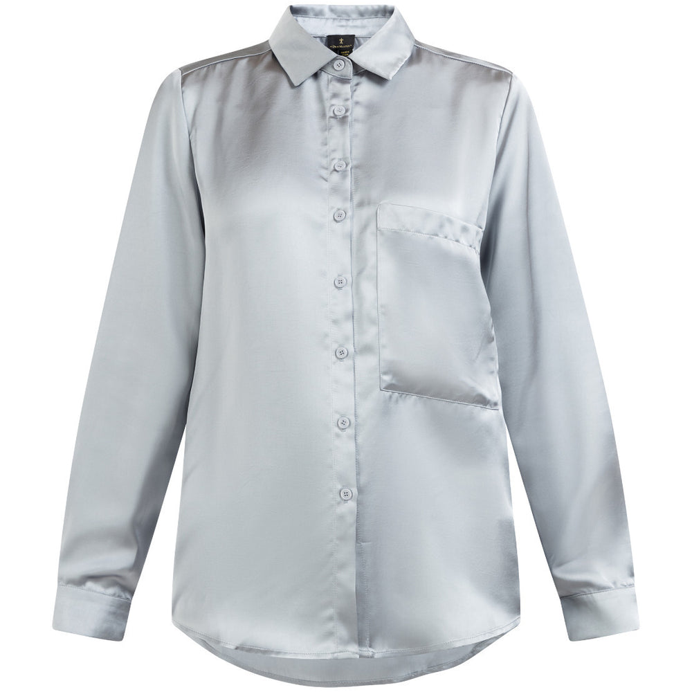 B-WARE DreiMaster Klassik Damen Hemdbluse Gr. S Farbe Graublau