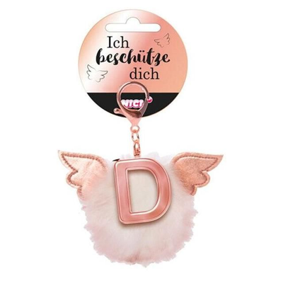 Nici 46973 Taschenanhänger Schutzbommel mit Flügeln + Pompon Metallbuchstabe D